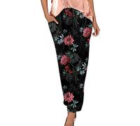 Generisch Pantalon confortable pour femme en tissu doux avec taille haute poches latérales pour un look décontracté et une légèreté estivale, rouge, S