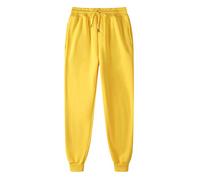 Generisch Pantalon court en velours confortable pour femme - Multicolore, à lacets - Avec poche - Pantalon de VTT d'hiver, jaune, S