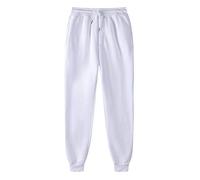 Generisch Pantalon court en velours confortable pour femme - Multicolore, à lacets - Avec poche - Pantalon de VTT d'hiver, Blanc., L