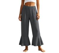 Generisch Pantalon court évasé décontracté pour femme, coupe décontractée, couleur unie, polyvalent - Compagnon idéal pour les vacances d'été, le bureau, les loisirs avec un confort optimal, gris, M