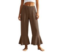 Generisch Pantalon court évasé décontracté pour femme, coupe décontractée, couleur unie, polyvalent - Compagnon idéal pour les vacances d'été, le bureau, les loisirs avec un confort optimal, café, M