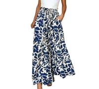 Generisch Pantalon d'affaires noir pour femme - Pantalon de yoga - Pantalon hippie - Pantalon de plage bohème - Pantalon palazzo - Grande taille - Pantalon de VTT pour femme, Marine, S