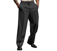 Generisch Pantalon d'affaires uni, simple, droit, pour homme, Noir , XXL