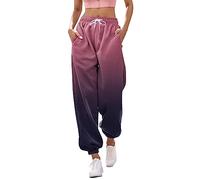Generisch Pantalon de beach-volley pour femme - Décontracté - Imprimé - Pantalon de jogging - Poches - Taille haute - Sportif - Gym - Coupe sportive - Pantalon de jogging pour femme - Pantalon noir 3