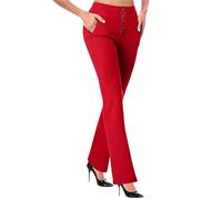 Generisch Pantalon de costume pour femme - Taille haute - Pantalon évasé - Jambes larges - Taille courte - Stretch - Élégant - Couleur unie - Pantalon de loisirs - Pantalon en tissu pour le travail