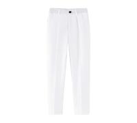 Generisch Pantalon de costume pour garçon avec devant plat et taille réglable, tenue d'école, Blanc., 3-4 ans
