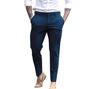 Generisch Pantalon de costume pour homme, coupe ajustée, pantalon chino pour homme, coupe régulière, pantalon chino léger, couleur unie, pantalon d'affaires, pantalon de loisirs, pantalon de travail