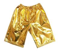 Generisch Pantalon de jogging avec boutonnière - Short métallique pour fille - Tenue de danse brillante - Short sportif pour fille - Short court pour tout-petits garçons, or, 6-7 ans