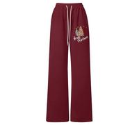 Generisch Pantalon de jogging baggy 2026 pour fille avec nœud pour fille, pantalon de sport léger avec jambe droite et poches, Brique rouge., 4-5 ans