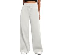 Generisch Pantalon de jogging baggy pour femme - Taille haute - Pantalon de sport léger - Couleur unie - Extensible - Jambe large - Pantalon de course - Pantalon de course à pied - Pantalon de
