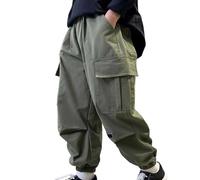 Generisch Pantalon de jogging cargo pour garçon, pantalon de loisirs confortable avec taille réglable, cordon de serrage pour enfants, grands garçons, vêtements de jeu en plein air, tissu durable et