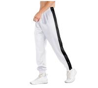 Generisch Pantalon de jogging de basket-ball ample et boutonné sur le côté avec poignets élastiques - Pantalon de sport extra long pour femme, Blanc., XXL