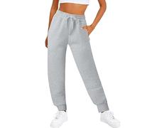 Generisch Pantalon de jogging pour femme - Avec cordon de serrage - Pantalon d'entraînement élastique - Couleur unie - Confortable - Extensible - Grandes tailles - Pantalon de survêtement - Pantalon