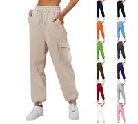 Generisch Pantalon de jogging pour femme long d'hiver, pantalon cargo femme coupe régulière doublé chaud pantalon cargo en polaire pantalon yoga confortable ourlets pantalon sport automne facile à