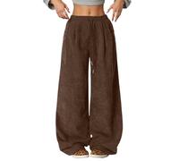 Generisch Pantalon de jogging pour femme - Pantalon de loisirs taille haute - Coupe ample - Confortable - Mode d'hiver - Taille élastique - Pantalon fluide avec jambes larges - Pantalon de VTT pour