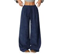 Generisch Pantalon de jogging pour femme - Pantalon de loisirs taille haute - Coupe ample - Confortable - Mode d'hiver - Taille élastique - Pantalon fluide avec jambes larges - Pantalon de VTT pour