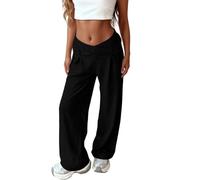 Generisch Pantalon de jogging pour femme - Pantalon de sport décontracté - Coupe ample - Couleur unie - Taille haute - Confortable pour un usage quotidien - Pantalon extensible doux pour femme