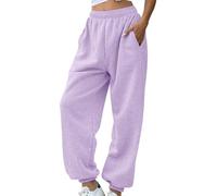 Generisch Pantalon de jogging pour femme - Petite longueur - Décontracté - Entraînement athlétique - Cordon de serrage - Taille - VTT - Pantalon court, lilas, 3XL