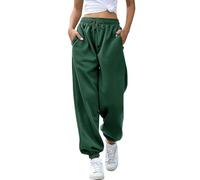 Generisch Pantalon de jogging pour femme pour le fitness et les loisirs avec poches pratiques et cordon de serrage à la taille élastique pour un confort optimal, Vert foncé., M