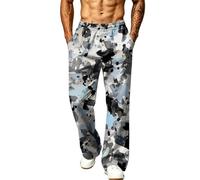 Generisch Pantalon de jogging pour homme avec imprimé intégral, jambe large, polyester, taille élastique, coupe droite, pantalon long avec poches latérales, lavable en machine, pantalon d'affaires