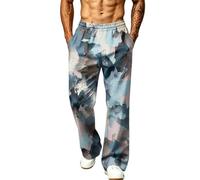 Generisch Pantalon de jogging pour homme avec imprimé intégral, jambe large, polyester, taille élastique, coupe droite, pantalon long avec poches latérales, lavable en machine, pantalon d'affaires