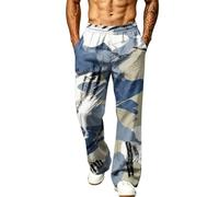 Generisch Pantalon de jogging pour homme avec imprimé intégral, jambe large, polyester, taille élastique, coupe droite, pantalon long avec poches latérales, lavable en machine, pantalon d'affaires