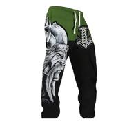 Generisch Pantalon de jogging pour homme avec motif guerrier viking - Pantalon de loisirs avec marteau de Thor et impression 3D - Vêtements de mythologie nordique pour homme, Style J01 vert, 3XL