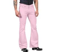 Generisch Pantalon de jogging pour homme - Couleur unie - Combinaison de poche - Pantalon évasé - Pantalon de loisirs - Bleu, Rose, XXL