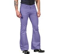 Generisch Pantalon de jogging pour homme - Couleur unie - Combinaison de poche - Pantalon évasé - Pantalon de loisirs - Bleu, lilas, L
