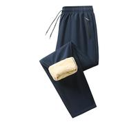 Generisch Pantalon de jogging pour homme en coton chaud doublé thermique en polaire - Pantalon de sport d'hiver - Pantalon de loisirs avec poches zippées - Pantalon de jogging chaud pour homme, Bleu 1