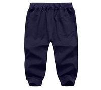 Generisch Pantalon de jogging sportif noir pour homme en coton taille moyenne sept points petits pieds pantalon de fitness pantalon de survêtement ample confort extérieur décontracté pantalon de