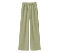 Generisch Pantalon de jogging surdimensionné à jambes larges pour femme, cordon de serrage élastique, jambe droite, pantalon baggy cintré avec pantalon court pour femme, vert, XL