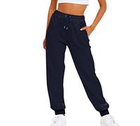 Generisch Pantalon de jogging uni pour femme avec cordon de serrage - Taille élastique - Confortable et ample - Polaire douce pour les pieds - Pour un confort sportif - Tenue quotidienne tendance