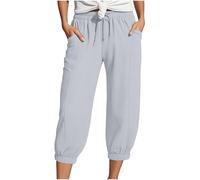 Generisch Pantalon de loisirs à jambes droites - Taille haute - Pantalon ample - Élégant - Confortable - Respirant - Léger - Extensible - Coupe large, gris, XXL