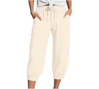 Generisch Pantalon de loisirs à jambes droites - Taille haute - Pantalon ample - Élégant - Confortable - Respirant - Léger - Extensible - Coupe large, beige, XL