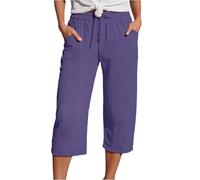 Generisch Pantalon de loisirs à jambes droites - Taille haute - Pantalon ample, Violet clair, S