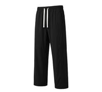 Generisch Pantalon de loisirs léger et opaque en soie glacée avec tissu en maille solide pour une respirabilité au quotidien, polyvalent avec des baskets décontractées, Noir , L