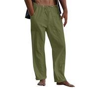 Generisch Pantalon de loisirs moderne pour homme avec fermeture à boutons et cordon de serrage pour un confort décontracté et une élégance élégante au look quotidien, Vert armée., L