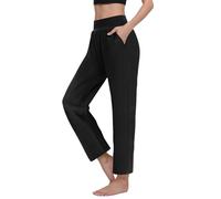Generisch Pantalon de loisirs pour femme avec jambe droite - Pantalon confortable pour tous les jours - Tenue de printemps - Baskets, Noir , S