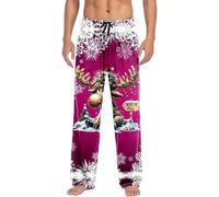Generisch Pantalon de loisirs pour homme avec imprimé doux et confortable comme pantalon de pyjama pour la maison ainsi que pour porter à la maison avec cordon de serrage et taille élastique, Rose, L
