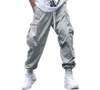 Generisch Pantalon de loisirs pour homme avec taille élastique, cordon de serrage pour les activités sportives, confort décontracté au quotidien, gris, 3XL