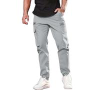 Generisch Pantalon de loisirs pour homme - Pantalon cargo - Coupe ajustée - Multi poches - Pantalon de travail léger - Couleur unie - Pantalon de jogging simple - Décontracté - Pantalon de survêtement