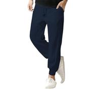 Generisch Pantalon de loisirs pour homme - Pantalon long d'été simple et décontracté - Aspect lin - Élégant et agréable - Pantalon baggy - Séchage rapide - Pantalon de sport - Lacets - Patchwork