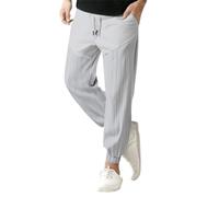 Generisch Pantalon de loisirs pour homme - Pantalon long d'été simple et décontracté - Aspect lin - Élégant et agréable - Pantalon baggy - Séchage rapide - Pantalon de sport - Lacets - Patchwork