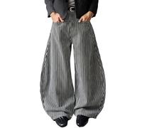 Generisch Pantalon de loisirs unisexe 2026 avec rayures verticales, design cargo décontracté à jambes larges pour un style moderne et sans effort, parfait pour les sorties quotidiennes, Noir , S