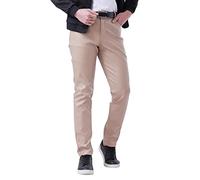 Generisch Pantalon de motard en cuir synthétique pour homme - Coupe ajustée - Stretch - Latex - Pantalon de loisirs - Couleur unie - Pantalon crayon pour spectacle sur scène, kaki, 3XL