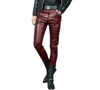 Generisch Pantalon de moto en cuir pour homme - Coupe skinny - Avec lacets latéraux - En cuir synthétique - Stretch - Latex - Pantalon de loisirs - Pantalon de sport tendance punk - Pantalon de motard