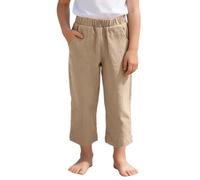 Generisch Pantalon de plage confortable pour les loisirs, plus grand, couleur unie, en coton, respirant, idéal pour l'école, les fêtes, les activités de plein air au printemps, kaki, 4-5 ans