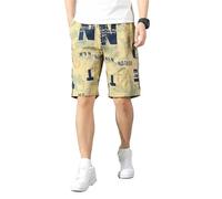 Generisch Pantalon de plage tendance pour homme avec imprimé lettre européenne pure pour un style sportif décontracté sportif confortable plage quotidien et voyage Short de sport, kaki, 5XL