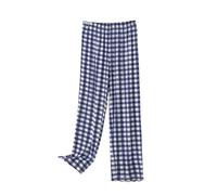Generisch Pantalon de pyjama à carreaux pour femme - Pantalon de pyjama en coton - Coupe ample - Jambes larges - Confortable - Pour les loisirs et la maison - Pantalon fin - Bas de pyjama respirant